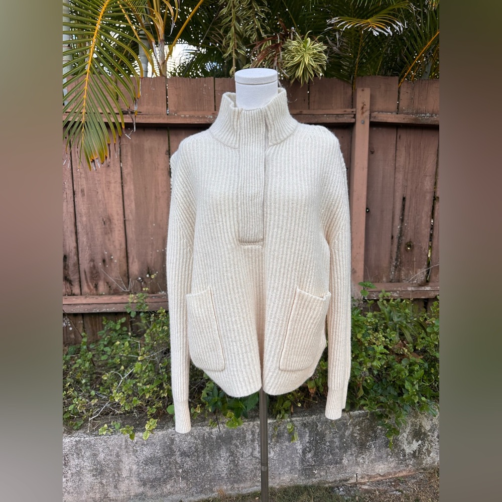 J Crew 100% Lambs Wool Cream Sweater
